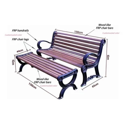 Sedie in fibra di vetro Park Chair (FRP), il colore della sedia da esterno resistente alla corrosione è opzionale, sedia in plastica rinforzata con fibra di vetro, facile da montare, con braccioli
